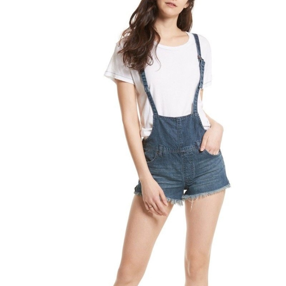 FREE PEOPLE Strappy Shortall Ocean Blue Overall